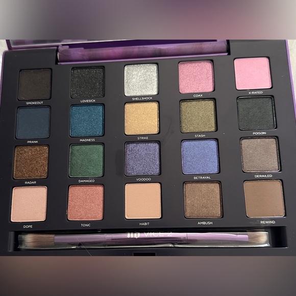 NIB URBAN DECAY VICE 2 PALETTE BESTSELLING SHADES RARE HTF + Double Ended Brush - Picture 5 of 5